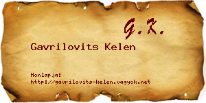 Gavrilovits Kelen névjegykártya